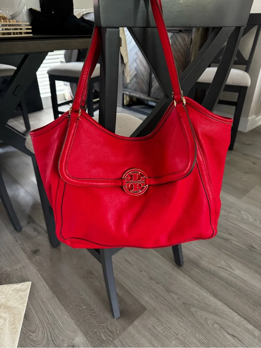 Tory Burch Red Leather Hobo Bag